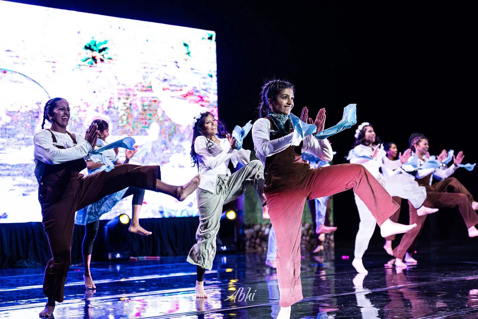 An NDDL team hitting a clean synchronized kick line